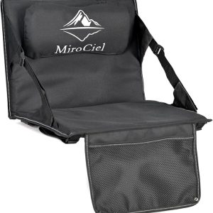 Stadium Seat with Back Support: Lightweight Foldable Bleacher Cushion for Outdoor,Sport Events,Picnic,Camping,Hiking (Black)