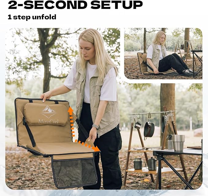 Stadium Seat with Back Support: Lightweight Foldable Bleacher Cushion for Outdoor,Sport Events,Picnic,Camping,Hiking (Army Blue) - Image 5