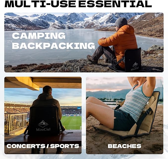 Stadium Seat with Back Support: Lightweight Foldable Bleacher Cushion for Outdoor,Sport Events,Picnic,Camping,Hiking (Army Blue) - Image 6